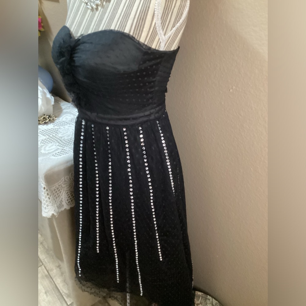 BEBE STRAPLESS BLACK/SILVER DRESS - Picture 2 of 16